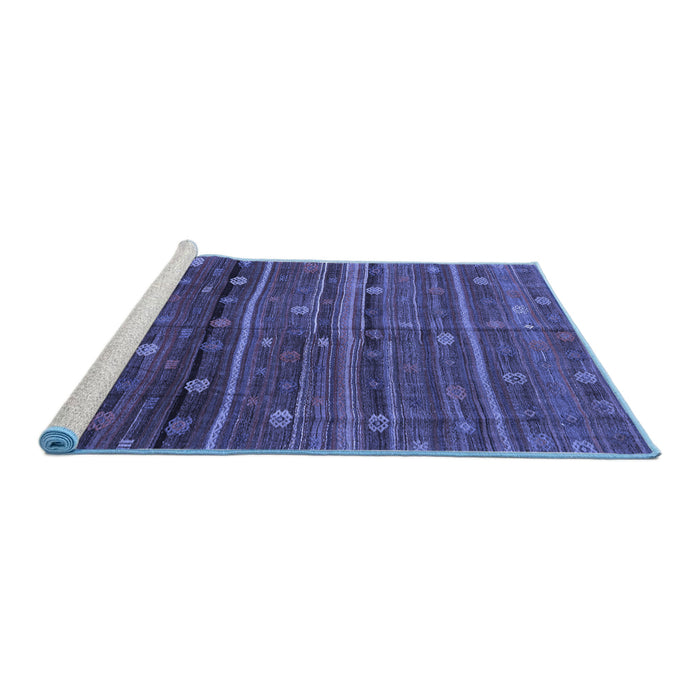 Sideview of Machine Washable CON3049X Blue CON3049X Rug, wshcon3049blu
