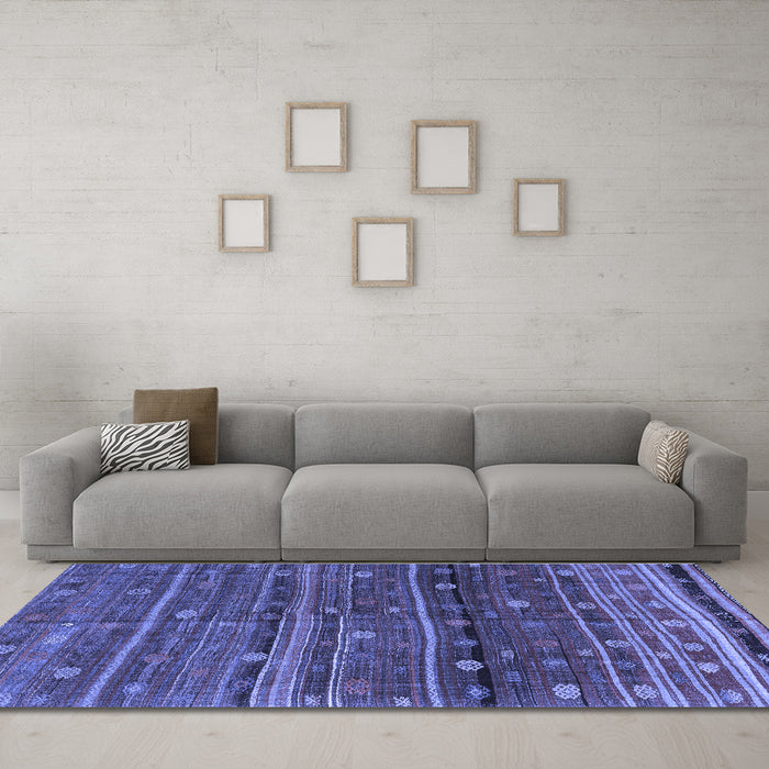 Machine Washable CON3049X Blue CON3049X Rug in a Living Room, wshcon3049blu