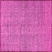 Square Machine Washable Abstract Pink Contemporary Rug, wshcon304pnk