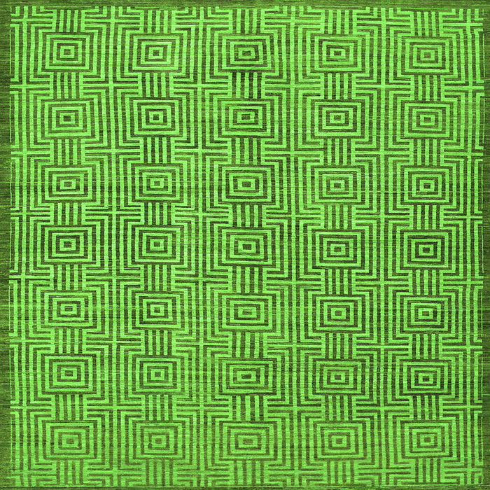 Round Machine Washable Abstract Green Contemporary Area Rugs, wshcon304grn