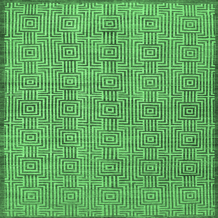 Square Machine Washable Abstract Emerald Green Contemporary Area Rugs, wshcon304emgrn