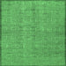 Square Machine Washable Abstract Emerald Green Contemporary Area Rugs, wshcon304emgrn