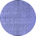 Round Machine Washable Abstract Blue Contemporary Rug, wshcon304blu