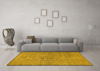 Machine Washable Abstract Yellow Contemporary Rug, wshcon304yw