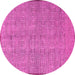 Round Machine Washable Abstract Pink Contemporary Rug, wshcon304pnk