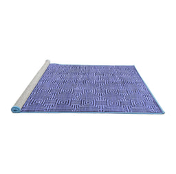 Sideview of Machine Washable Abstract Blue Contemporary Rug, wshcon304blu
