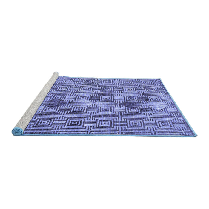 Sideview of Machine Washable Abstract Blue Contemporary Rug, wshcon304blu