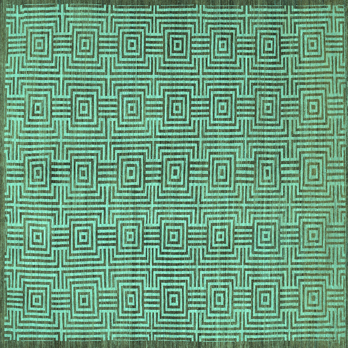 Square Abstract Turquoise Contemporary Rug, con304turq