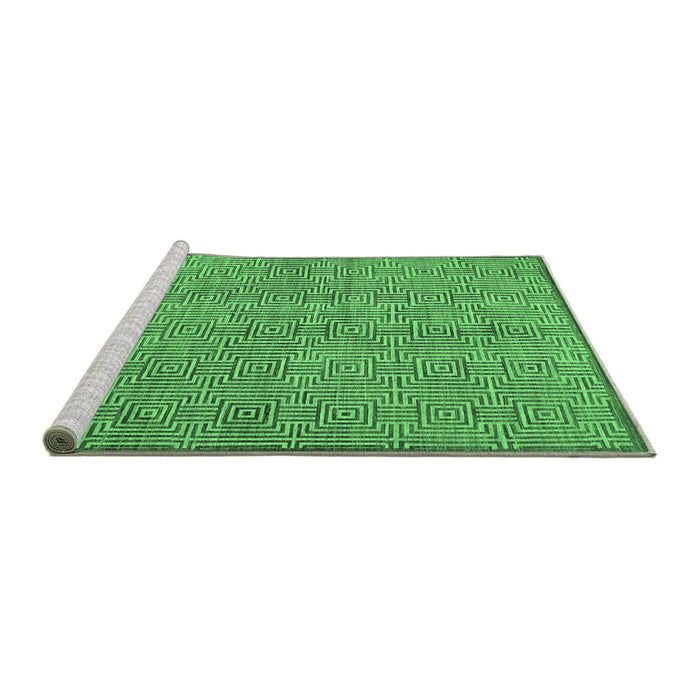 Sideview of Machine Washable Abstract Emerald Green Contemporary Area Rugs, wshcon304emgrn