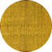 Round Abstract Yellow Contemporary Rug, con304yw