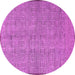 Round Machine Washable Abstract Purple Contemporary Area Rugs, wshcon304pur