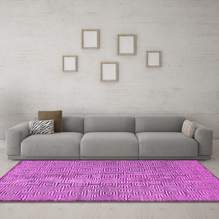 Machine Washable Abstract Purple Contemporary Area Rugs in a Living Room, wshcon304pur