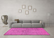 Machine Washable Abstract Pink Contemporary Rug in a Living Room, wshcon304pnk