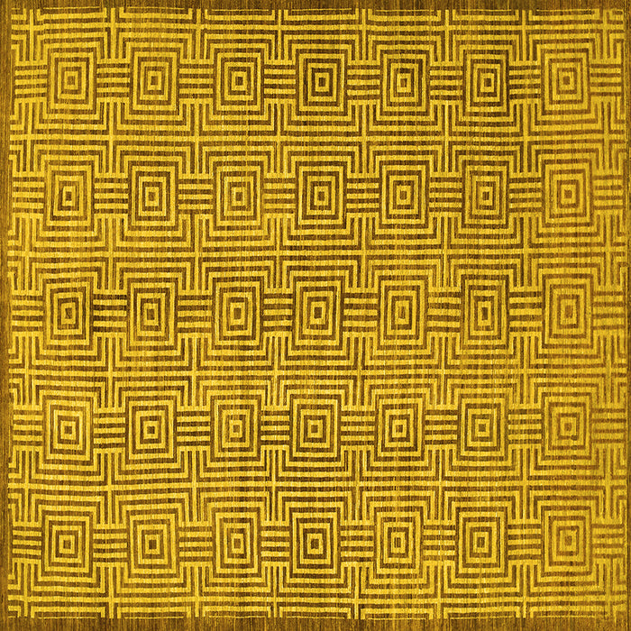 Square Machine Washable Abstract Yellow Contemporary Rug, wshcon304yw