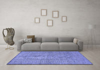 Machine Washable Abstract Blue Contemporary Rug, wshcon304blu