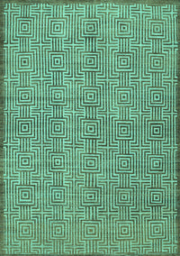 Abstract Turquoise Contemporary Rug, con304turq