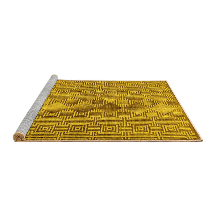 Sideview of Machine Washable Abstract Yellow Contemporary Rug, wshcon304yw