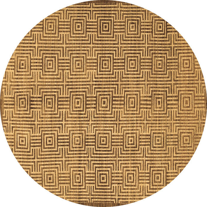 Round Abstract Brown Contemporary Rug, con304brn