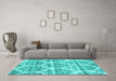 Machine Washable CON3050X Turquoise CON3050X Area Rugs in a Living Room,, wshcon3050turq