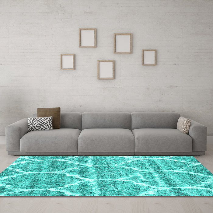 Machine Washable CON3050X Turquoise CON3050X Area Rugs in a Living Room,, wshcon3050turq
