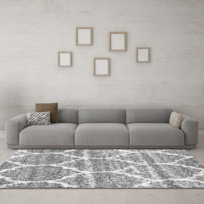 Machine Washable CON3050X Gray CON3050X Rug in a Living Room,, wshcon3050gry