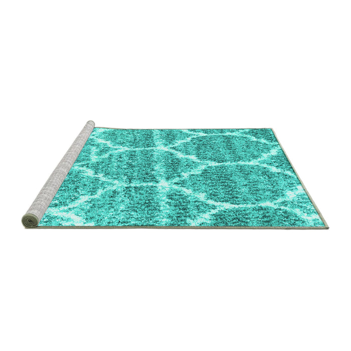 Sideview of Machine Washable CON3050X Turquoise CON3050X Area Rugs, wshcon3050turq