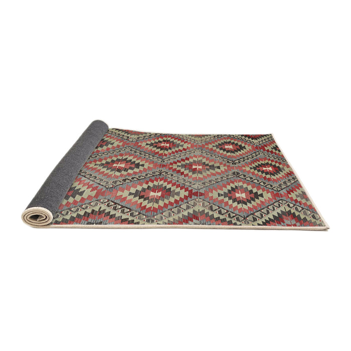 Thickness of Contemporary Brown Red Southwestern Rug, con3051