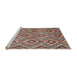 Serging Thickness of Machine Washable Contemporary Brown Red Rug, wshcon3051