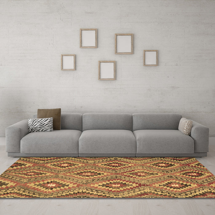 Machine Washable Southwestern Brown Country Rug in a Living Room,, wshcon3051brn