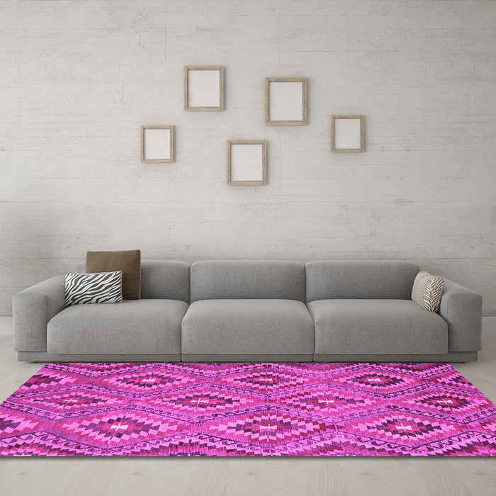 Machine Washable Southwestern Pink Country Rug in a Living Room, wshcon3051pnk