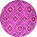 Round Southwestern Pink Country Rug, con3051pnk