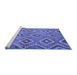 Sideview of Machine Washable Southwestern Blue Country Rug, wshcon3051blu