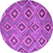 Round Machine Washable Southwestern Purple Country Area Rugs, wshcon3051pur