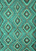 Machine Washable Southwestern Turquoise Country Area Rugs, wshcon3051turq