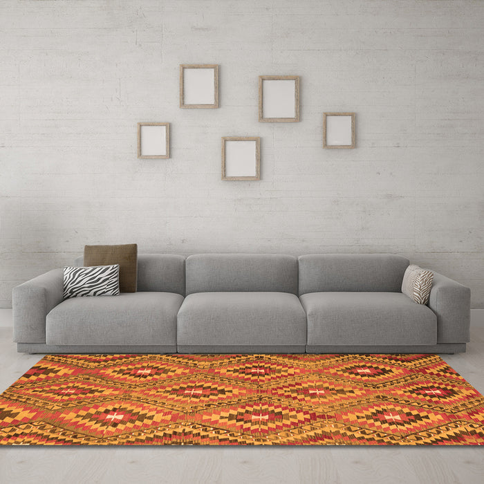 Machine Washable Southwestern Orange Country Area Rugs in a Living Room, wshcon3051org