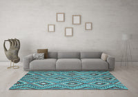 Machine Washable Southwestern Light Blue Country Rug, wshcon3051lblu