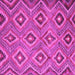 Square Machine Washable Southwestern Pink Country Rug, wshcon3051pnk