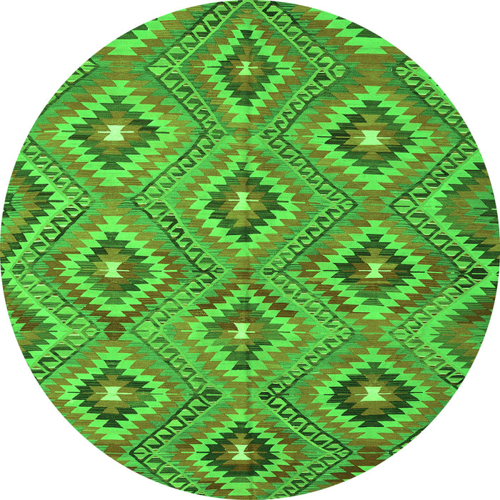 Machine Washable Southwestern Green Country Area Rugs, wshcon3051grn