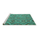 Sideview of Machine Washable Southwestern Turquoise Country Area Rugs, wshcon3051turq