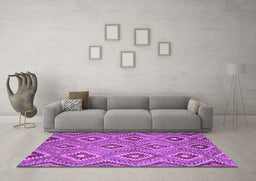 Machine Washable Southwestern Purple Country Area Rugs in a Living Room, wshcon3051pur