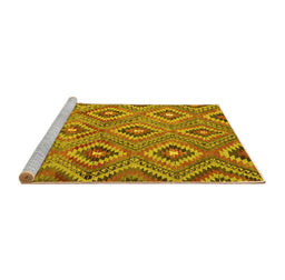 Sideview of Machine Washable Southwestern Yellow Country Rug, wshcon3051yw