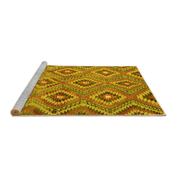 Sideview of Machine Washable Southwestern Yellow Country Rug, wshcon3051yw