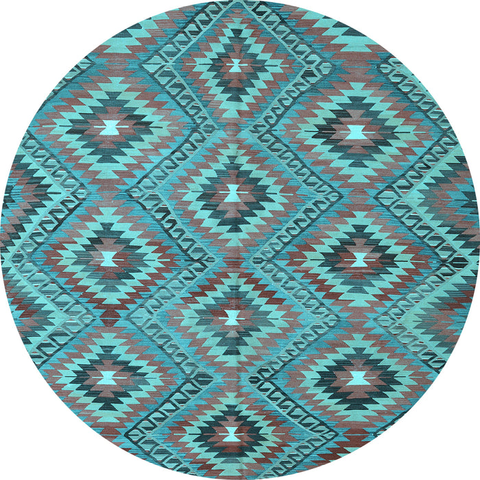 Round Southwestern Light Blue Country Rug, con3051lblu