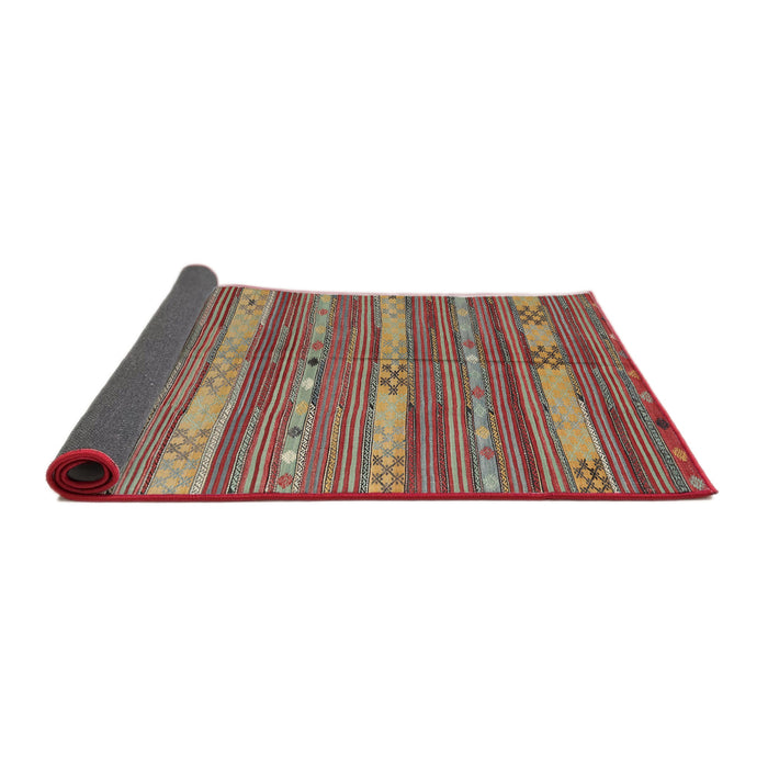 Thickness of Contemporary Fire Brick Red Southwestern Rug, con3052
