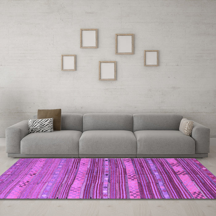 Machine Washable Southwestern Purple Country Area Rugs in a Living Room, wshcon3052pur