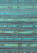 Machine Washable Southwestern Light Blue Country Rug, wshcon3052lblu