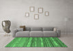 Machine Washable Southwestern Emerald Green Country Area Rugs in a Living Room,, wshcon3052emgrn