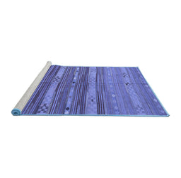 Sideview of Machine Washable Southwestern Blue Country Rug, wshcon3052blu