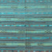 Square Machine Washable Southwestern Light Blue Country Rug, wshcon3052lblu