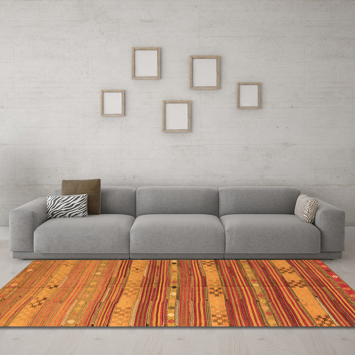 Machine Washable Southwestern Orange Country Area Rugs in a Living Room, wshcon3052org